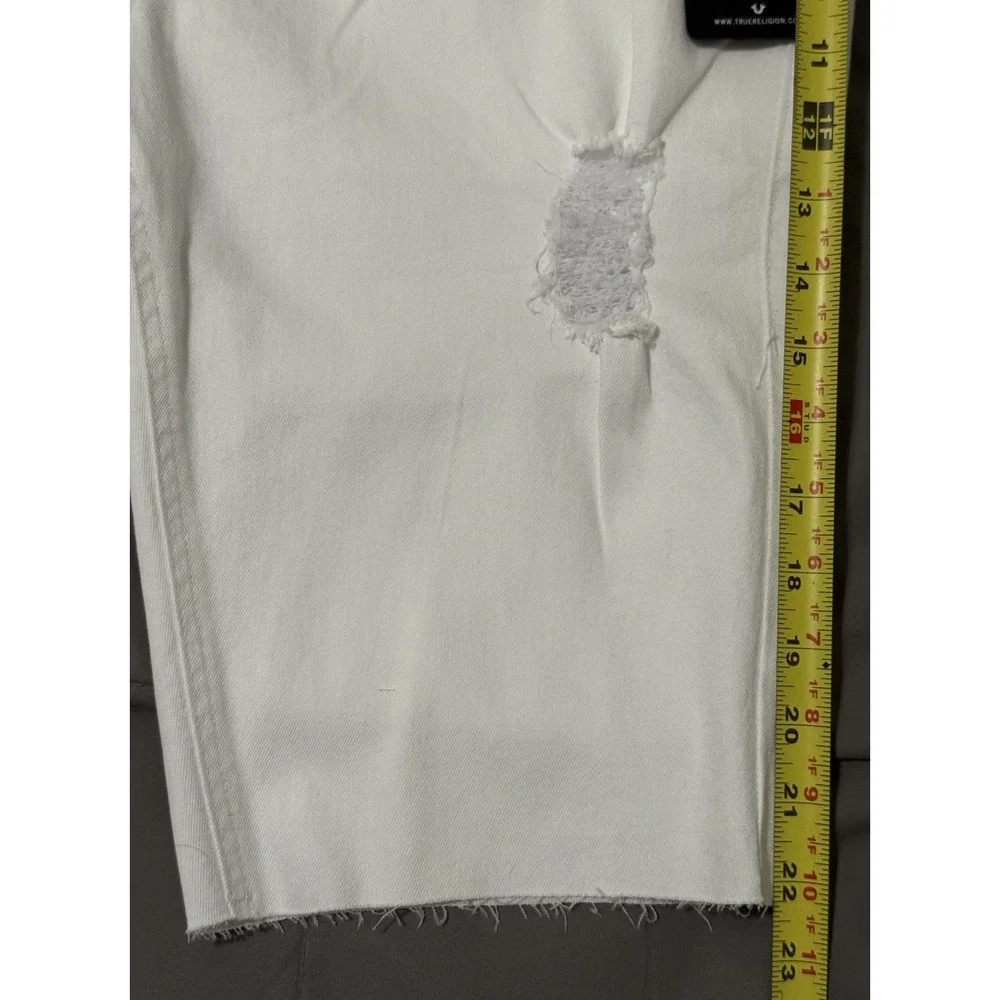 NWT $128‎  True Religion RICKY SN Relaxed Size 30 White Straight Shorts Raw Hem